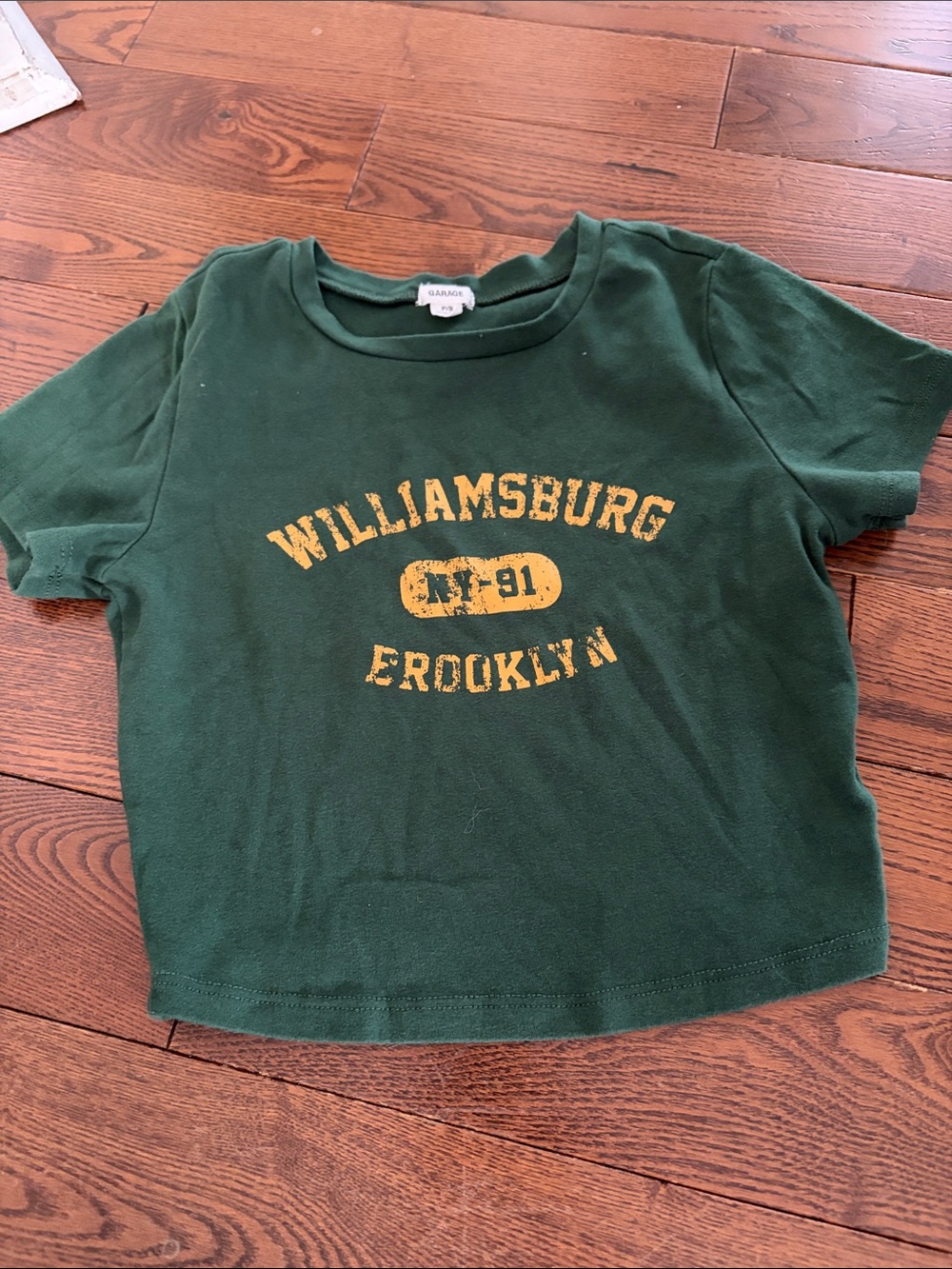 🔥 3/$25 - Garage Forest Green Tee with Yellow Williamsburg Graphic